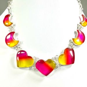 Bi-Color Tourmaline 925 Heart Necklace & Bracelet